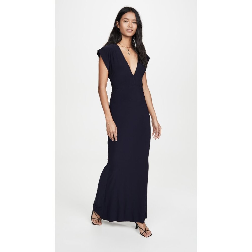 Norma Kamali V Neck Rectangle Gown in Black Small New Womens Long Dress - Picture 9 of 16